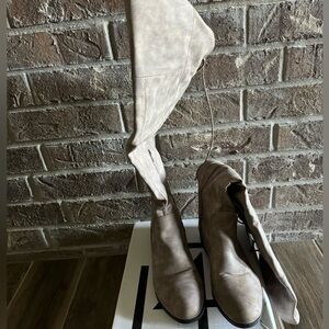 Taupe under the knee boots